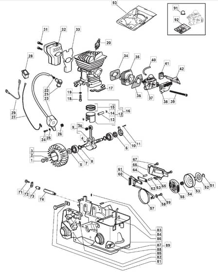 MC 3814 - 2011 - 223514003/MO8 - Mountfield Chainsaw Engine Diagram