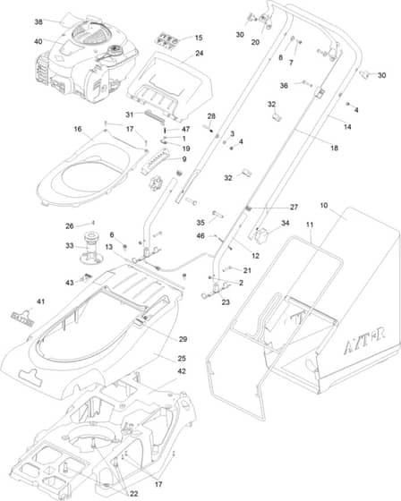 Hayter Spirit 41 Petrol Push - 617J (315000001 - 315000172) - Upper Assembly