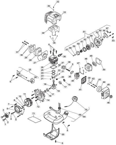 MM 2605 - 5 in 1 - 2016-2022 - 287120153/M16 - Mountfield Brushcutter Engine Diagram