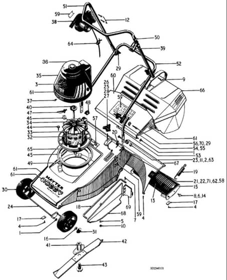 Hayter Hobby 41 Electric - 234 (234-001001 - 234-004100) - Mainframe Assembly