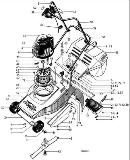 Hayter Hobby 41 Electric - 234 (234-009101 - 234-099999) - Mainframe Assembly