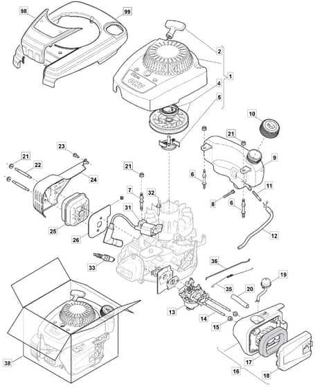 HP164 - 2017-2019 - 297411048/WX - Mountfield Rotary Mower Engine Diagram