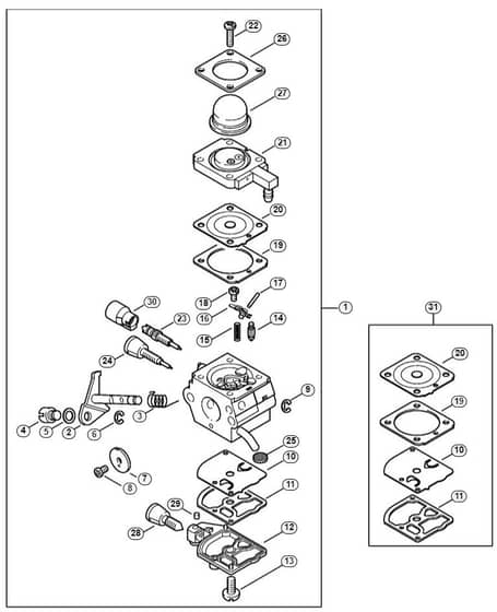 Genuine Stihl KM85 R / E - Carburetor 4137/28