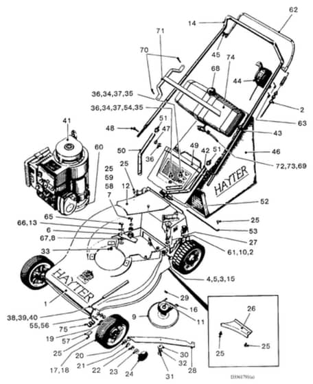 Hayter Hunter 54 XT AD - 336 (336001791 - 336099999) - 4 Stroke Self Propelled Mainframe Assembly