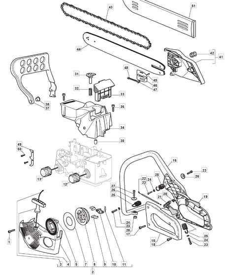 MC 3816 - 2010-2011 - 223516503/M10 - Mountfield Chainsaw Housing Diagram