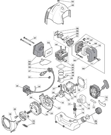 BJ 345 D - 2010 - 285421003/M10 - Mountfield Brushcutter Engine Diagram