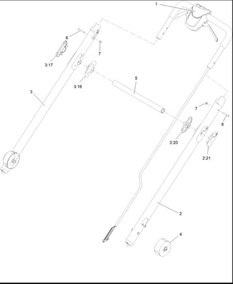 Hayter Hawk 36cm Roller 60V Push - 553A (321000001 - 321999999) - Handlebar - Controls