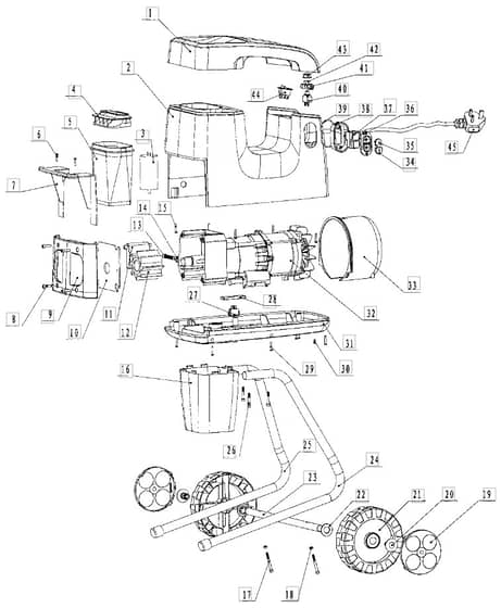 BIO QUIET - 2007 - 17-2666-71 - Mountfield Shredder Main Assembly Diagram