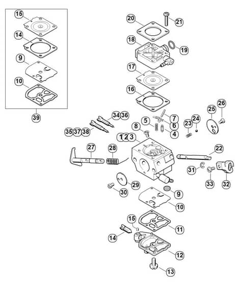 Genuine Stihl KA250 / J - Carburetor 4134/13, 4134/14, 4134/15