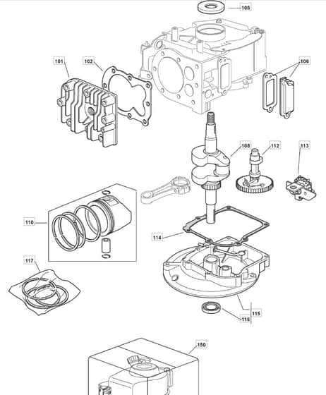 S461 PD - 2009 - 294485143/UM9 - Mountfield Rotary Mower SV150 M150 Cylinder Diagram