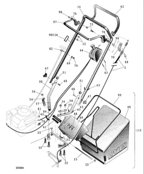 Hayter Hunter 46 AD - 321L (321L001001 - 321L099999) - Upper Mainframe Diagram