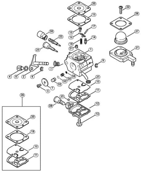Genuine Stihl KM85 R / H - Carburetor 4137/23 BR