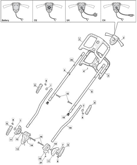 PRINCESS 38 Li - 2019-2020 - 294383063/M19 - Mountfield Rotary Mower Handle Diagram
