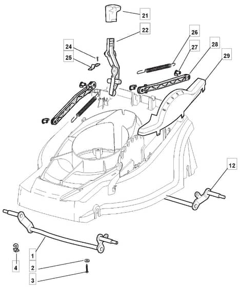 EL 390 - 2009-2011 - 294411663/M08 - Mountfield Rotary Mower Height Adjusting Diagram