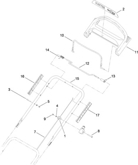 Hayter R48 - 447F (447F310000001 - 447F310999999) - Upper Handle Assy