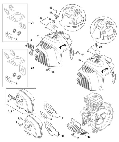 Genuine Stihl FS260 R / C - Muffler, Shroud