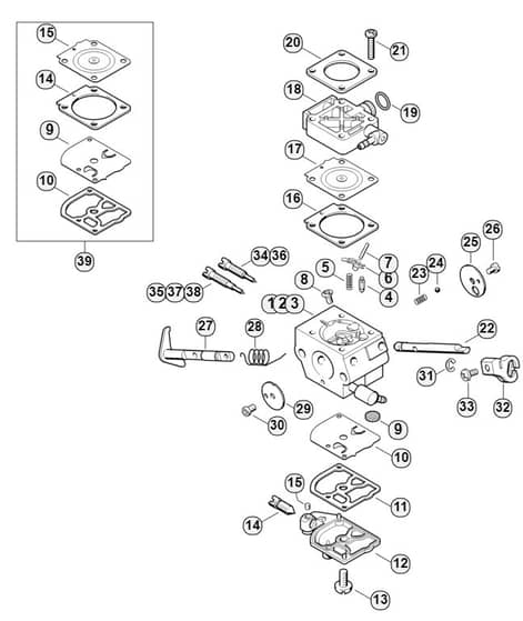 Genuine Stihl KA120 / H - Carburetor 4134/21, 4134/22, 4134/23
