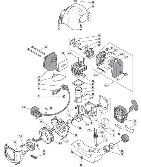 BJ 345 F - 2010-2011 - 285422013/M10 - Mountfield Brushcutter Engine Diagram