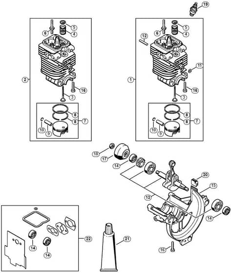 Genuine Stihl KM110 R / A - Cylinder, Engine pan