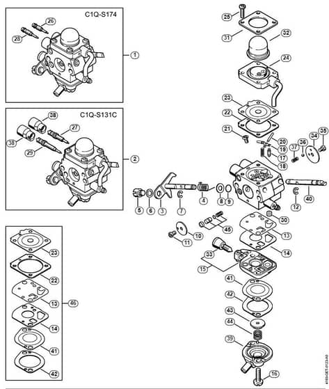 Genuine Stihl KM110 R / F - Carburetor C1Q-S174, C1Q-S131