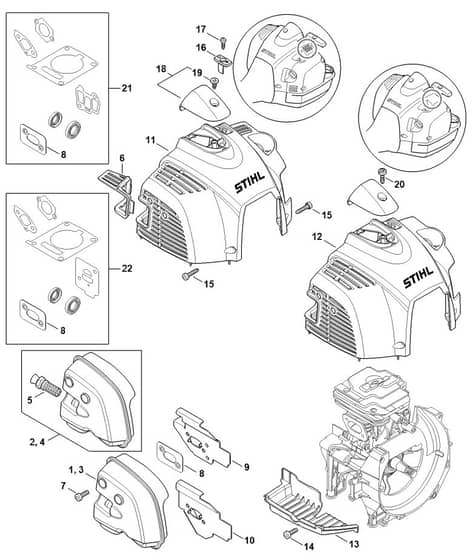 Genuine Stihl FS260 C-E / C - Muffler, Shroud
