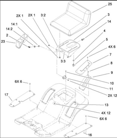 Hayter RT380H - 135E (135E290000001 - 135E290999999) - Rear Body - Seat Assy