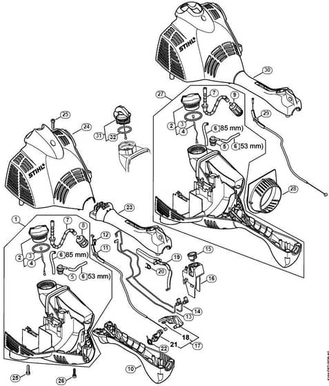 Genuine Stihl KM56 RC-E / G - Engine housing (Loop handle) KM 56 RC