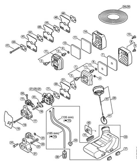 Genuine Stihl KM85 R / D - Air filter, Fuel tank