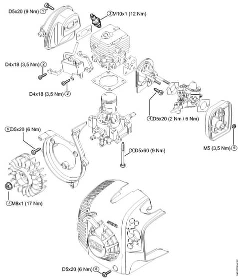 Genuine Stihl SR200 / Q - Tightening torques