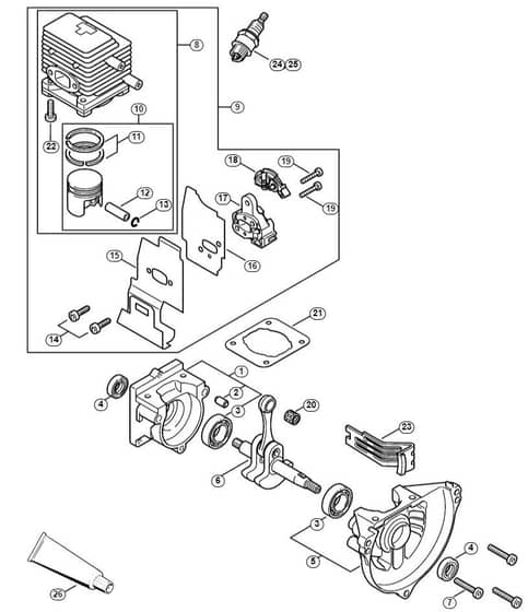 Genuine Stihl KA85 R / A - Crankcase, Cylinder
