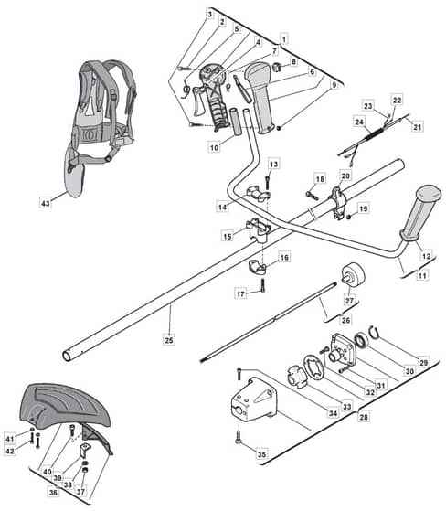 BJ 345 D - 2010 - 285421003/M10 - Mountfield Brushcutter Handle Diagram