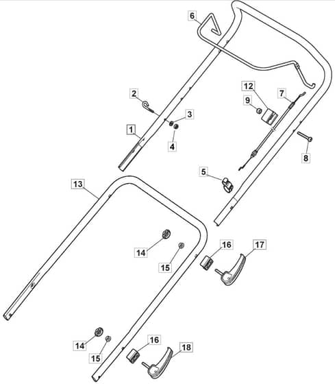 S481 HP - 2019-2020 - 294501843/M19 - Mountfield Rotary Mower Handle Diagram
