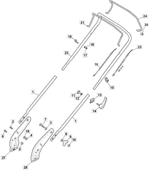 S461R PD - 2019-2023 - 299489043/M19 - Mountfield Rotary Mower Handle Diagram