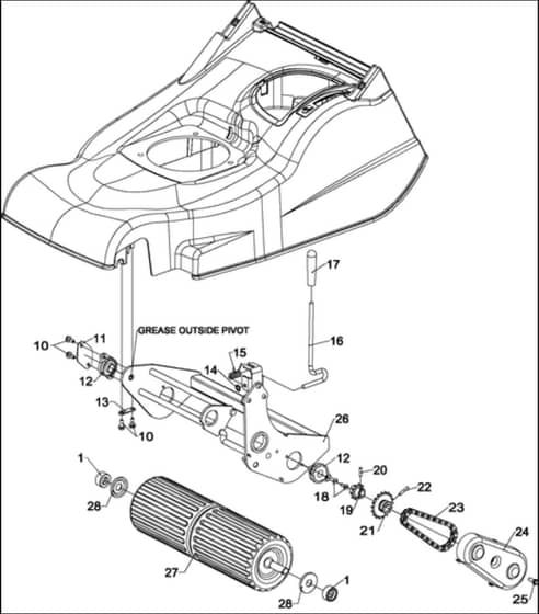 Hayter Harrier 48 Pro - 496H (496H314000001 - 496H314999999) - Rear Roller Frame