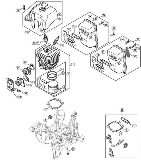 Genuine Stihl TS440 / B - Cylinder, Muffler