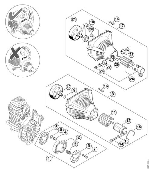 Genuine Stihl HT101 / E - Clutch, Fan housing