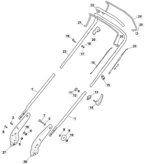 S461R PD LS - 2019-2020 - 299489543/M19 - Mountfield Rotary Mower Upper Handle Diagram