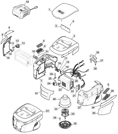 S42 PD Li - 2017 - 295432003/M17 - Mountfield Rotary Mower Motor Diagram