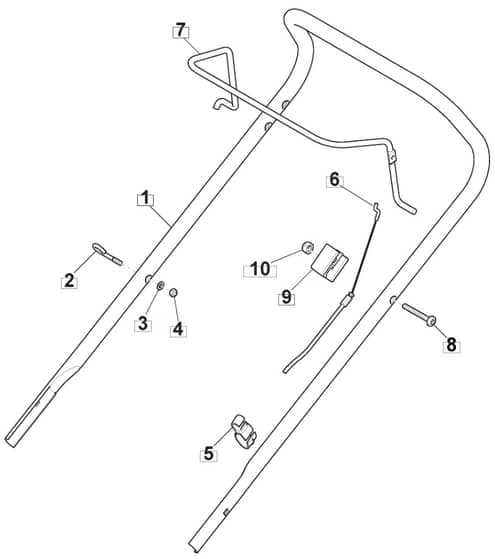 HP414 - 2011-2016 - 297411043/BQ - Mountfield Rotary Mower Upper Handle Diagram
