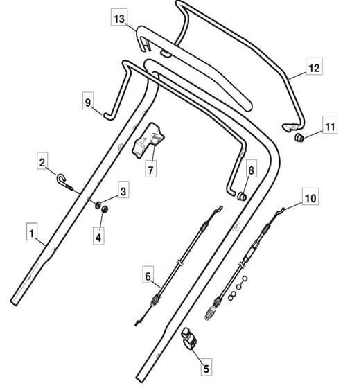 HW512 PD 4S - 2010 - 299537833/MFR - Mountfield Rotary Mower Upper Handle Diagram