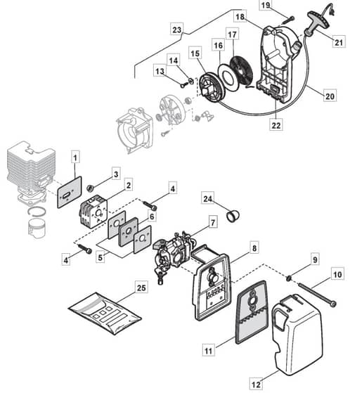 MB 28 - 2007 - 283120003/MO7 - Mountfield Brushcutter Recoil Starter Diagram