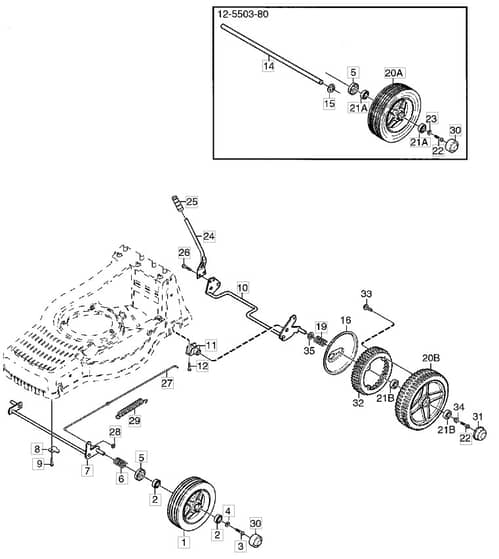 M4 HP TRI-CUT - 2003 - 12-5503-80 - Mountfield Rotary Mower Wheels Diagram