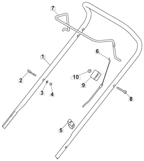 HP41 - 2017-2020 - 297411048/M17 - Mountfield Rotary Mower Upper Handle Diagram