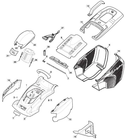 PRINCESS 34 Li - 2016-2018 - 294343063/M16 - Mountfield Rotary Mower Deck Diagram