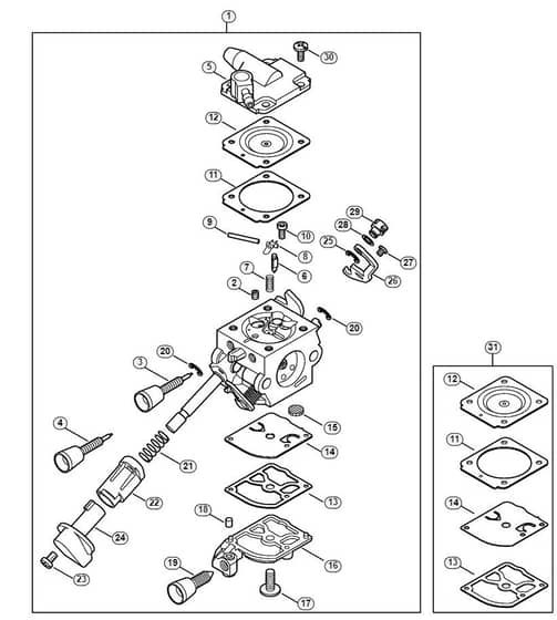 Genuine Stihl SR430 / G - Carburetor 4244/12