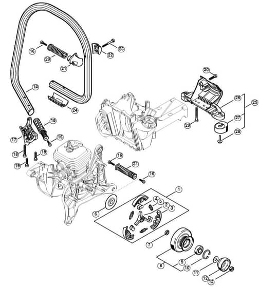 Genuine Stihl TS440 / C - Clutch, Handlebar