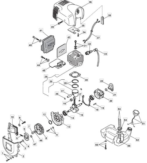 MT 26 - 2005-2007 - 282810003/MOU - Mountfield Brushcutter Engine Diagram