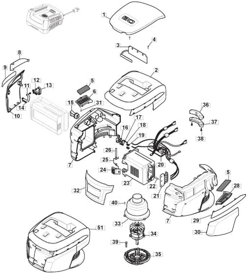 S42R PD Li - 2017-2020 - 299439003/M17 - Mountfield Rotary Mower Motor Diagram