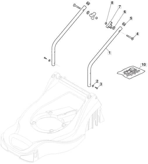 HP414 - 2020 - 297411043/M20 - Mountfield Rotary Mower Lower Handle Diagram