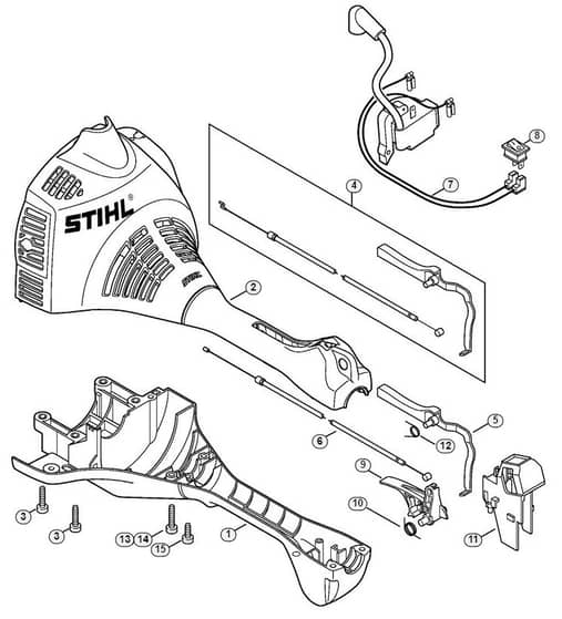 Genuine Stihl KM55 R / L - Engine housing (Loop handle) KM 55 R